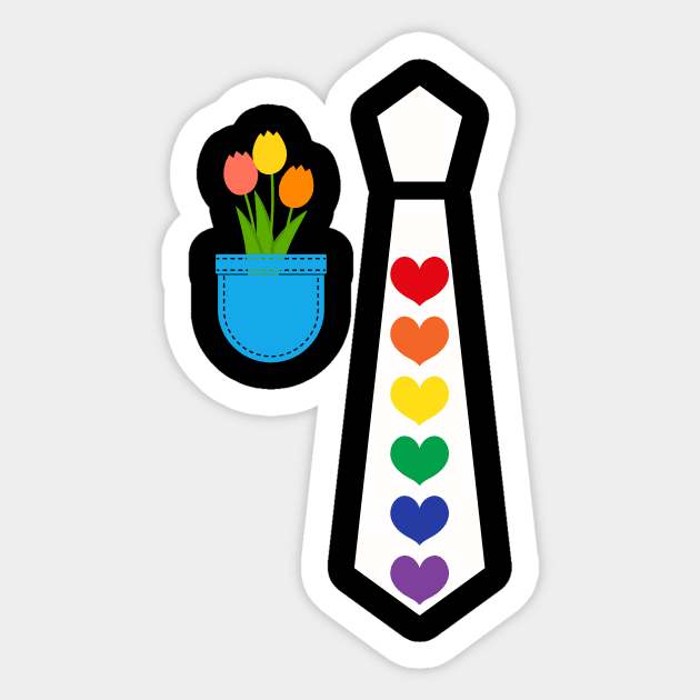 Cute rainbow hearts funny tie costume tulips suit pocket Sticker by Artstastic